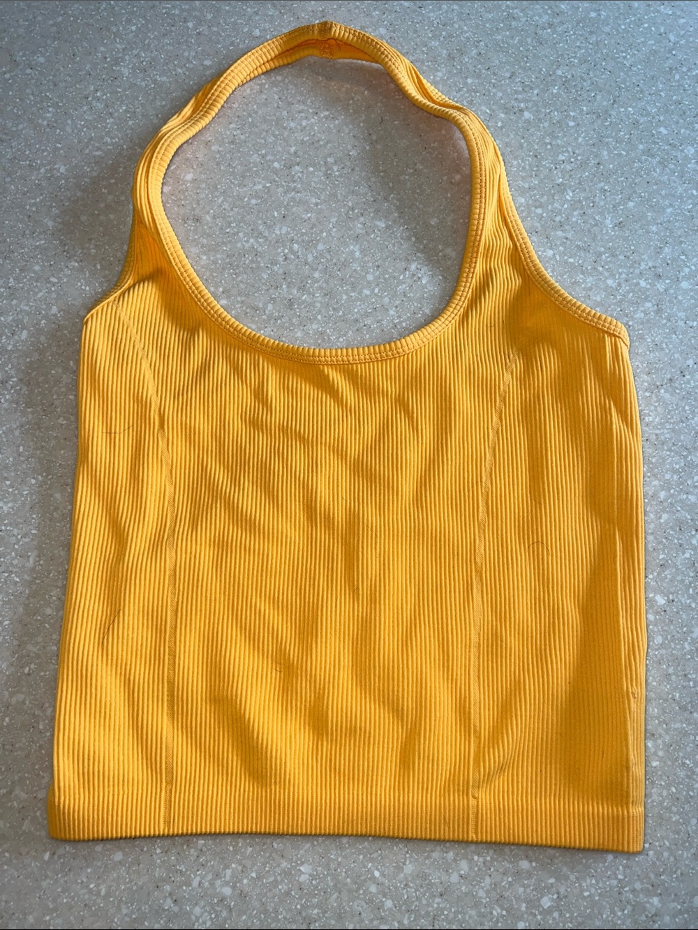 American Eagle Outfitters Ribbed Halter Tank in neon orange
